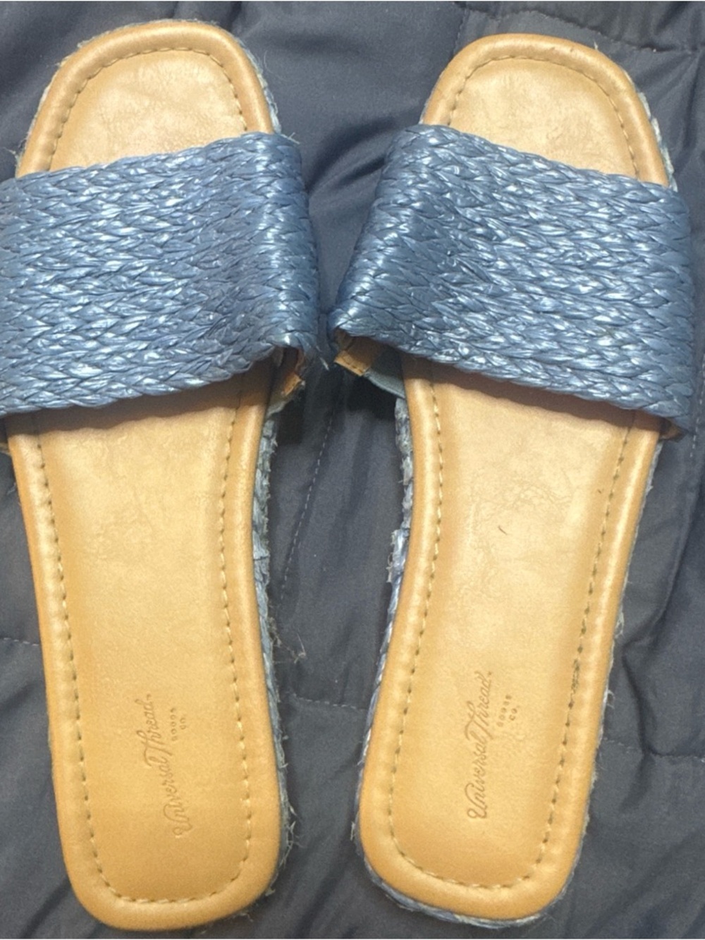 Universal Thread Denim Blue Woven Slide Sandals